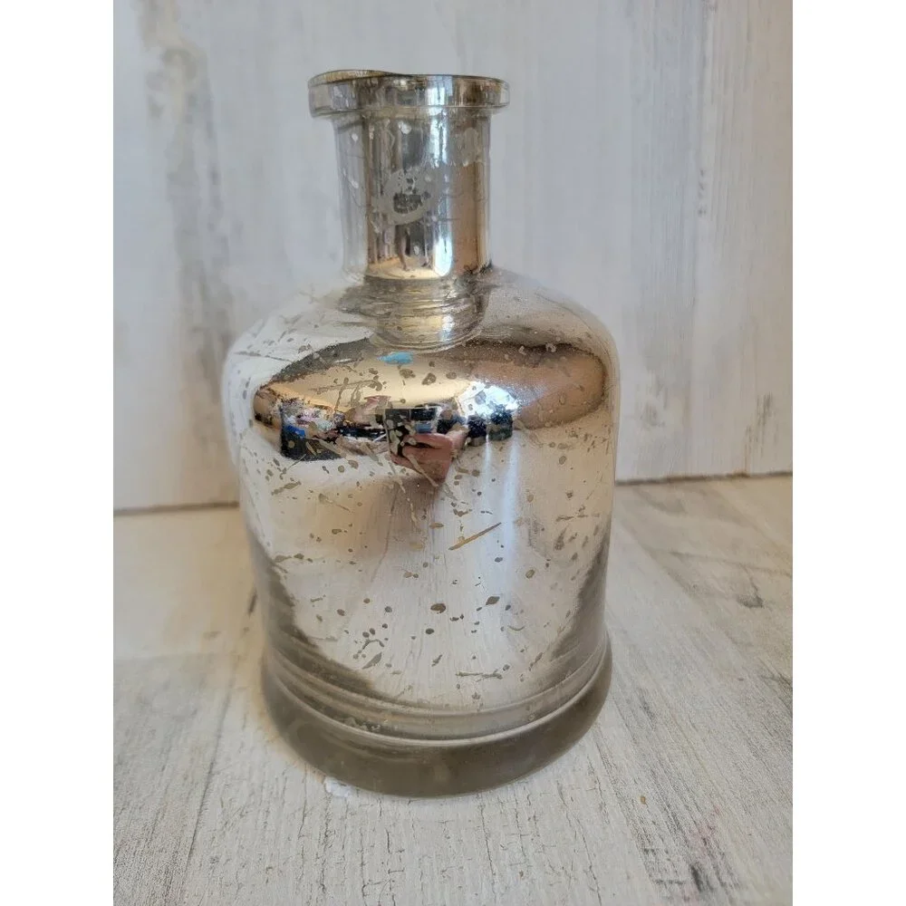 Halloween‎ decorative silver skull poison bottle rustic glass home decor